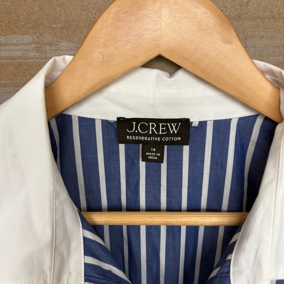 J. Crew Tiered Shirt Dress Cotton Poplin Stripes Preppy Classic Work Womens 14 - Picture 2 of 6